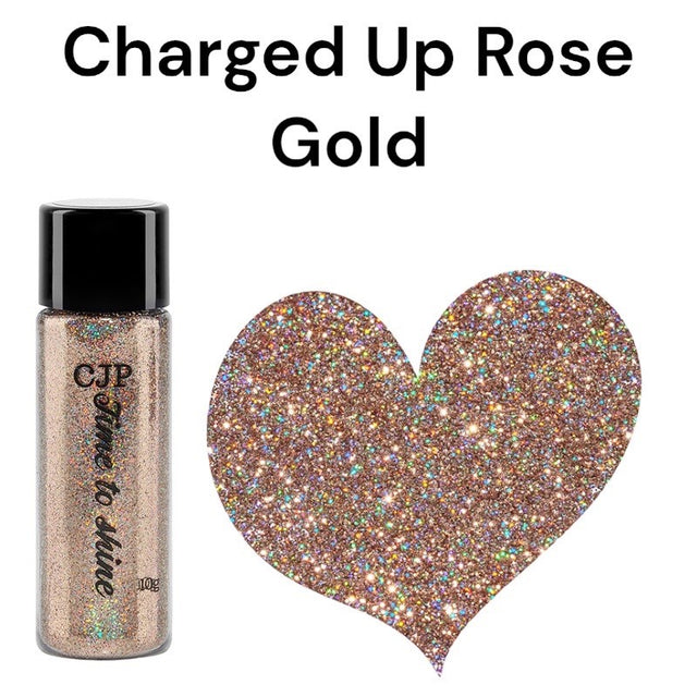 charged up rose gold glitter