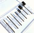 Drill bit set with multiple metal twist bits in clear plastic organizer
