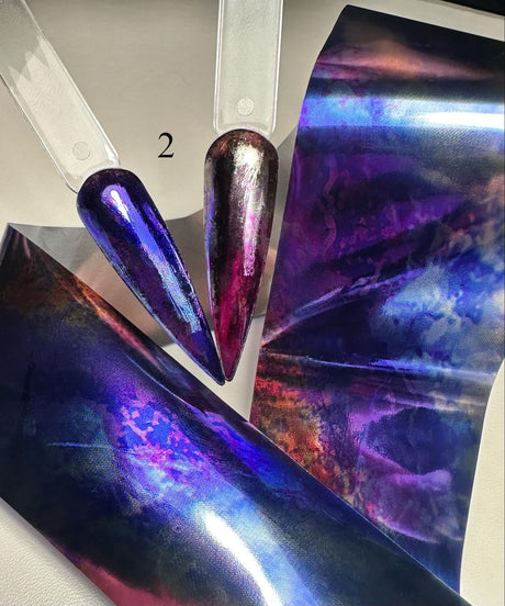 blue purple silver chrome nail foil