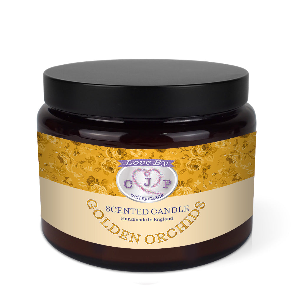 Golden Orchids Glass triple wick candle